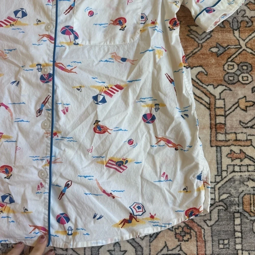 Lands’ End Cotton Beach Print Button Down Shirt – Size XS (2-4) - Picture 3 of 6
